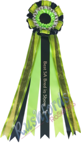 -16.5cm Head with 50cm long 4cm wide ribbon-
​3 Row American Style
The 3 Row American Style consists of 3 Rows of Ribbon the outer ring being a wider ribbon,
points or loops and novelty ribbons, fancy ribbon and trimmings come as a standard.